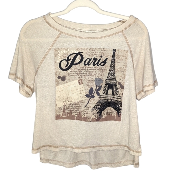 Truself Y2K Paris Eiffel Tower Rose Postage Letter baby tee woman's shirt size S - Picture 1 of 4